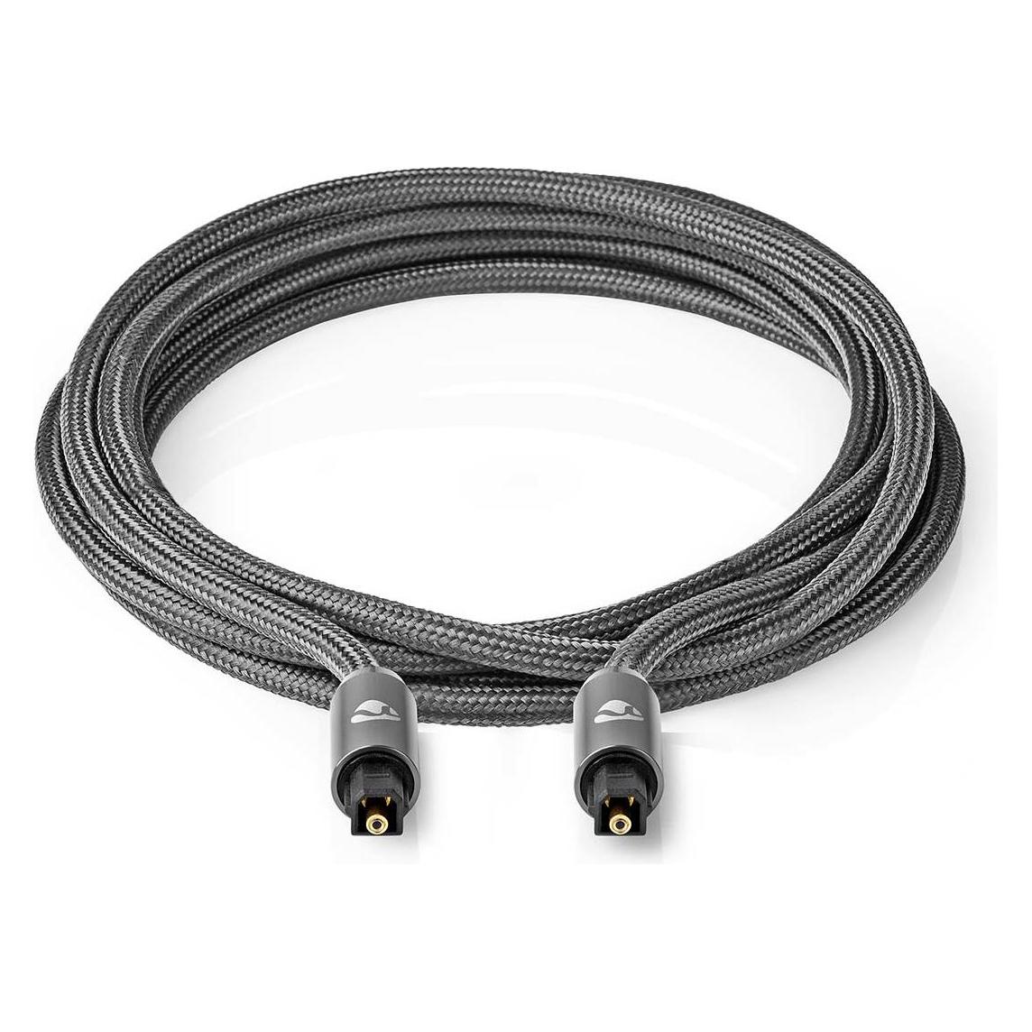 Nedis Optical audio cable TosLink Male, 5m, round, braided - Gray With Metal (5 m, Toslink Kabel) (CATB25000GY50)