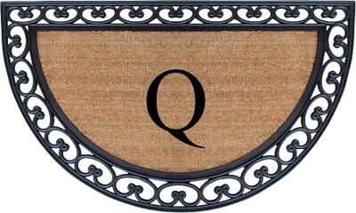 "A1 Home Collections Half Round Rubber Coir Monogrammed Double Doormat, 30"" x 48"""