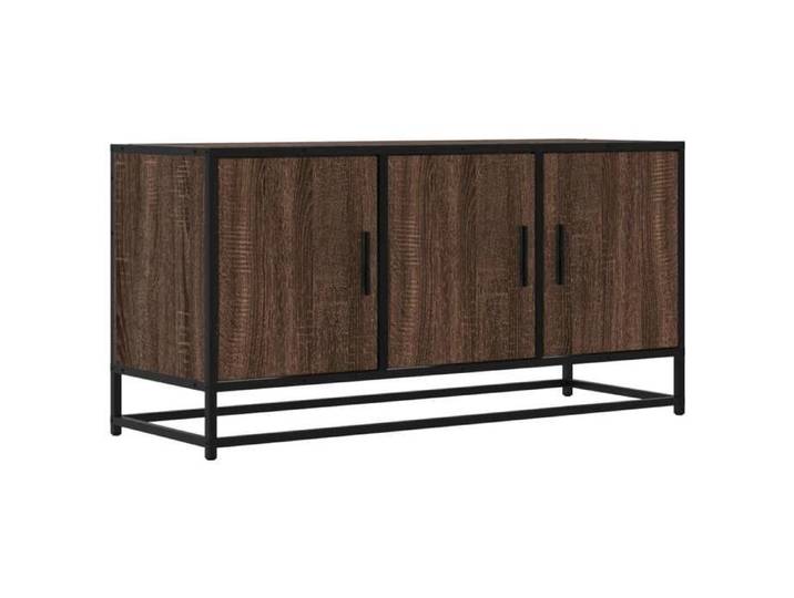 Meuble TV chêne marron banc tv meuble de rangement 100x35x50 cm bois d'ingénierie et métal CHY14967036