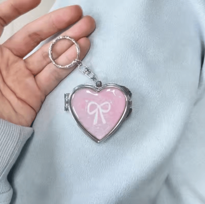 Inspire Curations Cute Heart Double Sided Keychain Makeup Mirror a2