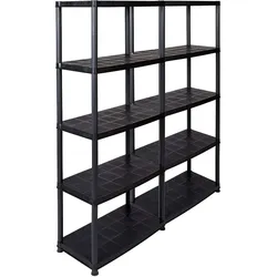 Kreher Set: 2 x KREHER Haushaltsregal 15" mit fünf geschlossenen Böden in Schwarz