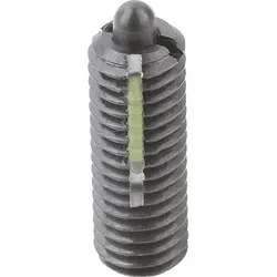 FEDERNDES DRUCKSTÜCK LEICHTE FEDERKRAFT, MIT GEWINDESICHERUNG D=M08 L=22, STAHL, KOMP:BOLZEN AUS STAHL