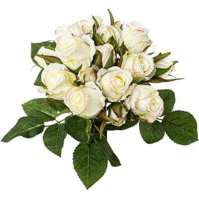 Kunstblumenstrauß CREATIV GREEN "Rosenbouquet", beige (creme), H:29cm Ø:18cm, Obermaterial: 80% Polyester, 20% Kunststoff, Kunstpflanzen