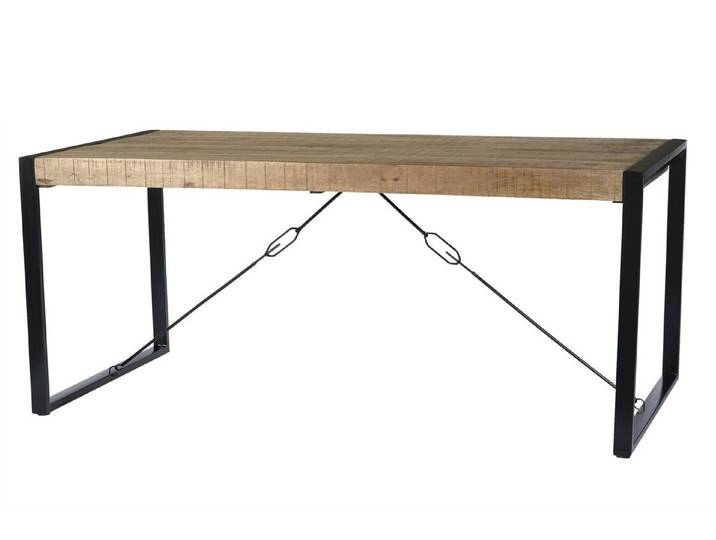 Natur24 Esstisch Nairobi Tisch 180 x 90 x 76 cm Mangoholz Stahl Natur Schwarz