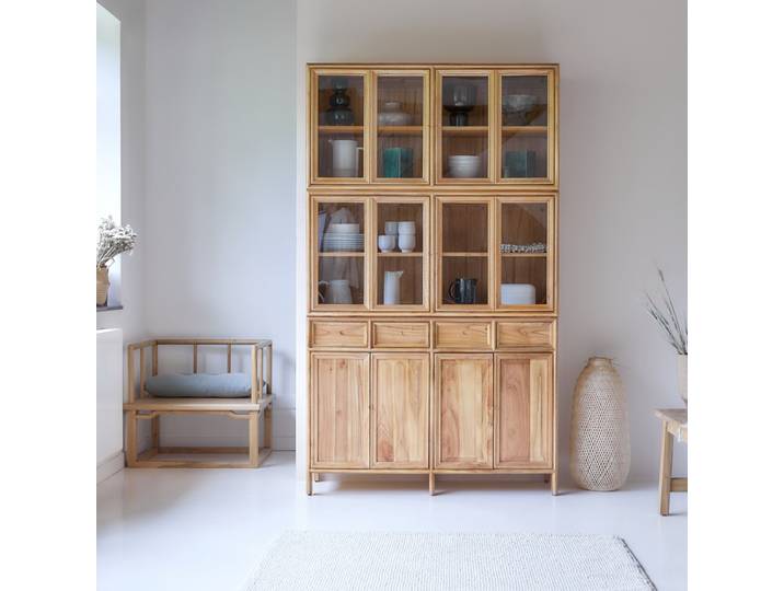 Doppelgeschirrschrank aus Mindi Alex - Natur - Light mindi wood