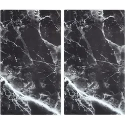 Herdabdeckplatte Marble Schwarz, 2-teilig