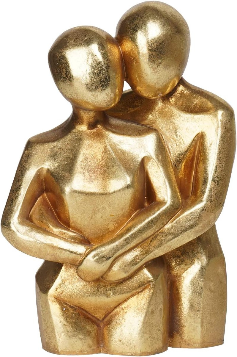 Liefdespaar Sculptuur - Abstract Handgemaakt Hars Beeldje - Goud - Hoogte: 178 cm