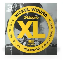 D’Addario EXL125-3D  - XL Electric Nickel Wound 3er Pack | 009-046 - Saiten E-Gitarre