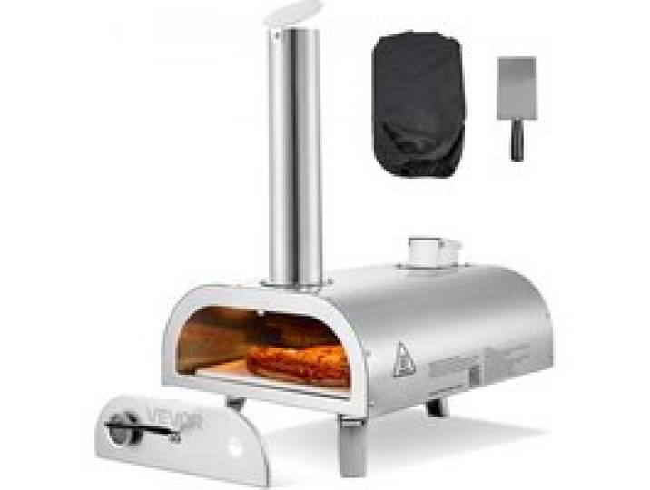VEVOR Pizzaofen Outdoor 12 Zoll Pellet-Pizzaofen, tragbarer Pizzaofen mit eingebautem Thermometer & holzbefeuerter & Pizzastein & Schaufel & Tragetasche Pizzamaker aus Edelstahl, für Garten Camping