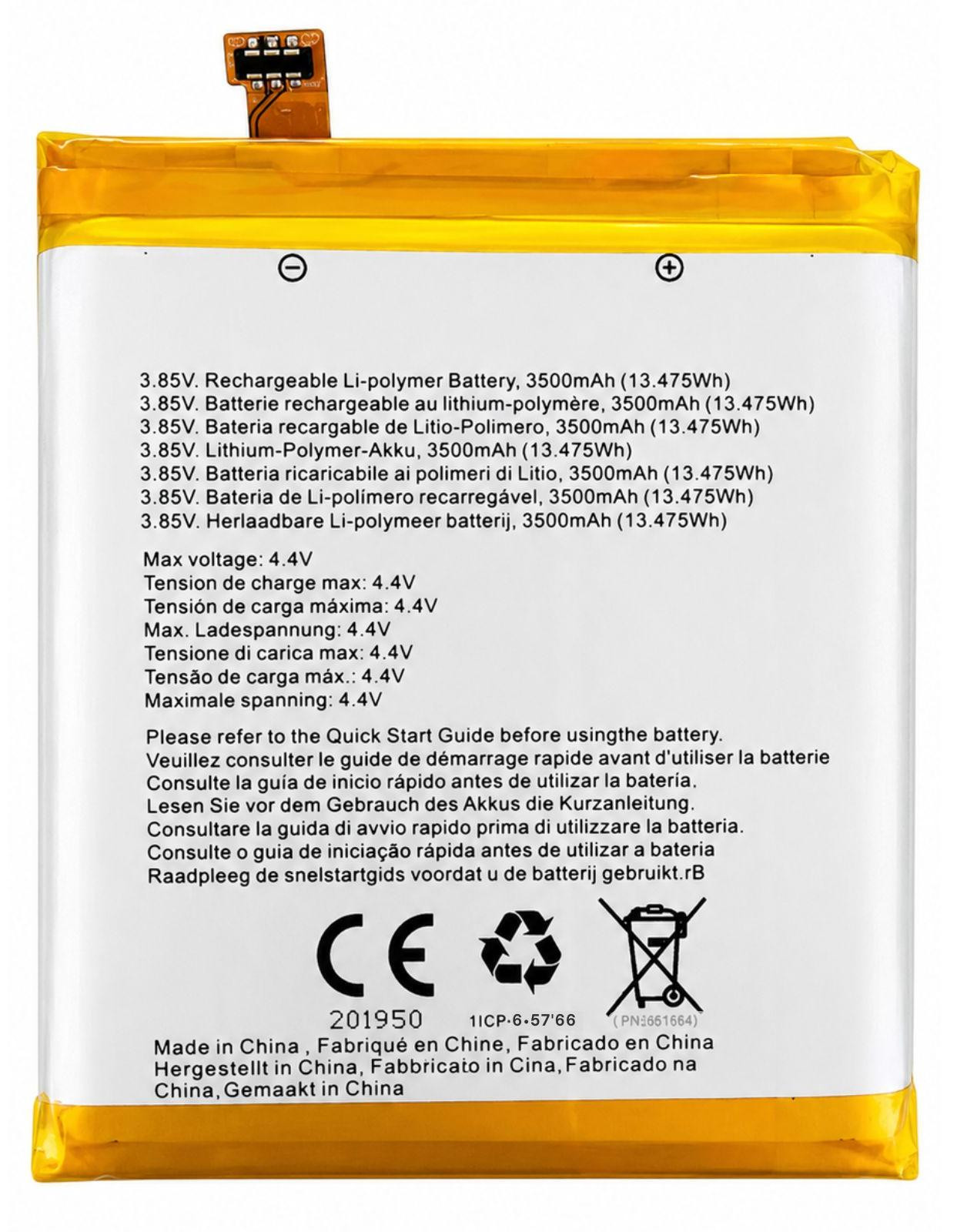 Clappio interne batterij voor Crosscall Trekker X3, 3500mAh, model LPN385350, wit