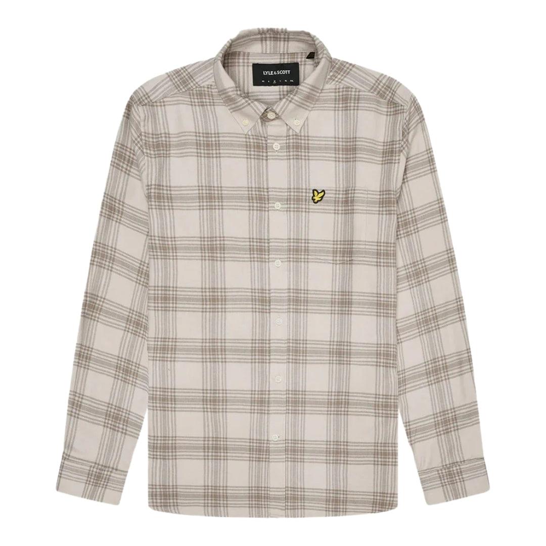 Lyle & Scott Tonal Check Langarm-Flanellhemd in Beige