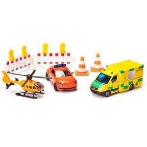siku Fahrzeug 6332 Geschenkset Rettung, mit 2 Fahrzeugen, Hubschrauber, Metall/Kunststoff