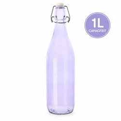 WDMT Glasflasche mit Bügelverschluss 1 L – Violett – Ø 8,6 x 32 cm – wiederverwendbar