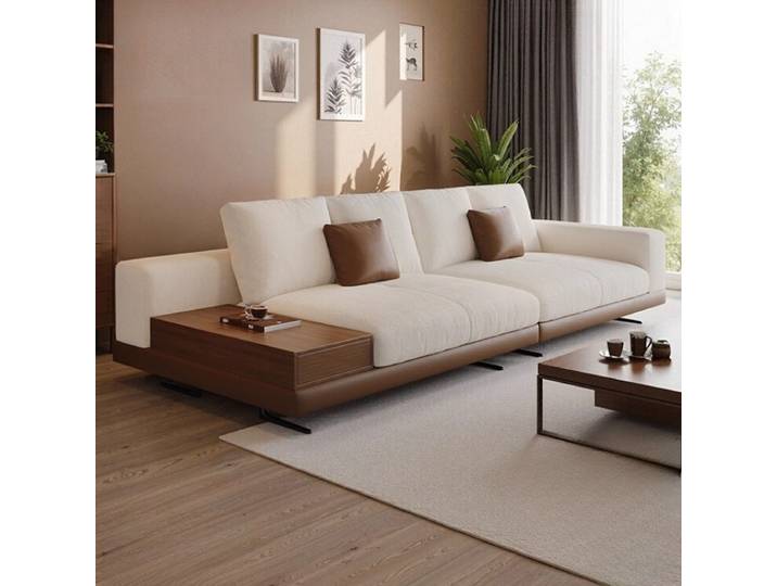 Connery canapé droit lin-coton italien léger luxe moderne minimaliste meubles de salon Villa canapé avec petite Table à bord
