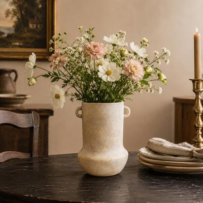 Arcilla Elemental - Dark Gray, Beige, Red or Cream Ceramic Antique Style Decorative Vase with Handles