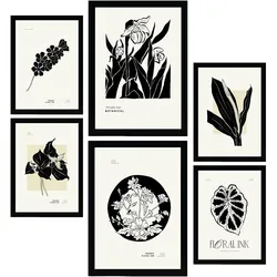 POSTER Set Mit 6 In Schwarzer Tinte Tropische Tinten A3 & A4 Rahmenlos