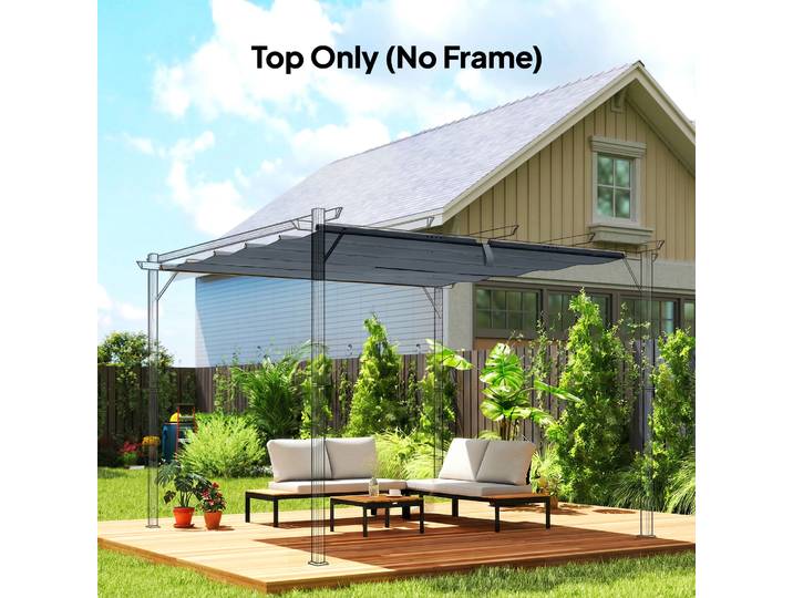 Outsunny Toile de Toit Pergola 3x3m Polyester Anti-UV Gris