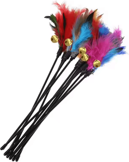 Inspire Essentials 5 Piece Cat Wand Toy Set Interactive Feather Cat Toys With Bell multicolor