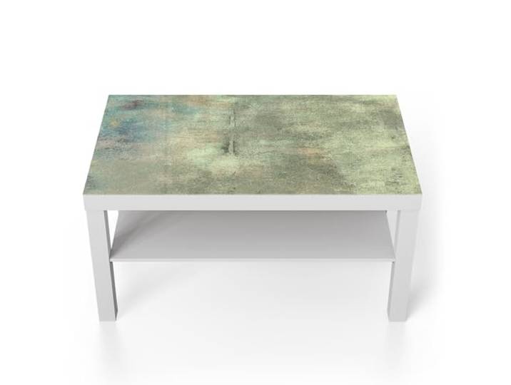 DEQORI Glastisch weiß groß 90x50 cm Motiv Patina-Poesie ausgefallener Beistelltisch aus Glas Hochglanz Couchtisch fürs Wohnzimmer moderner Couch Tisch mit Design