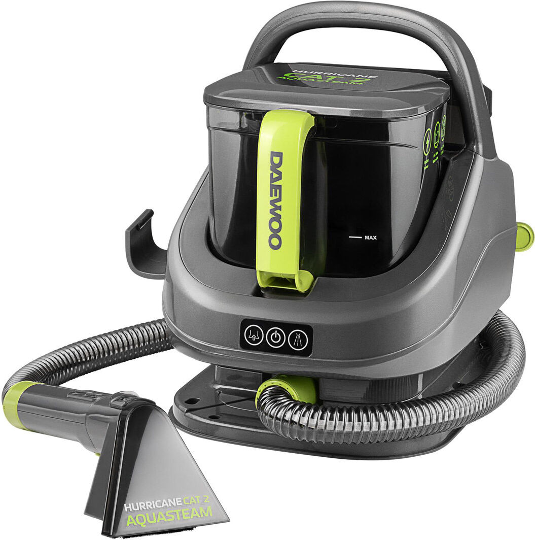 Daewoo AquaSteam 1300W Upholstery Steam Cleaner Spot Washer & Carpet Stain Remover With Dual-Tank Hot & Cold Water Green / Grey 5kg