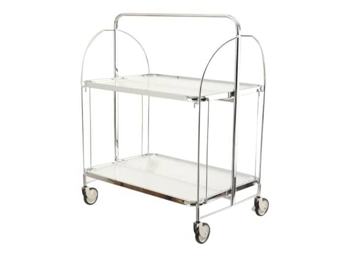 Mreryyse Küchenwagen mit Rollen, 2-Tier Faltbarer Servierwagen 68*40*80 cm Klapp-Servierwagen Standregal mit Bremse, Metallregal Klappregal Allzweckwagen für Küche Bad Büro, Beistellwagen Stabil