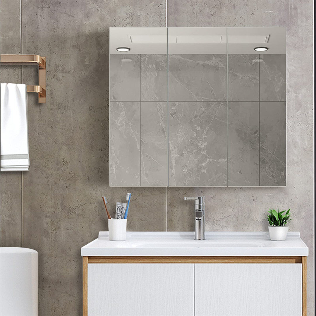 17 Stories Inka Wall Bathroom Cabinet Silver 63cm H X 70cm W X 16cm D