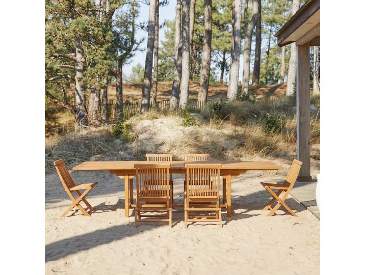Rechteckige Gartenmöbel Set aus massiver Akazie 6 Stühle Capri - Braun - Acacia