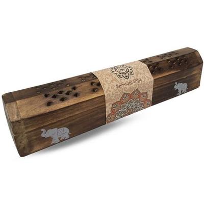 India Truhe 'Elefant' Holz 30x6cm, Räucherstäbchenhalter