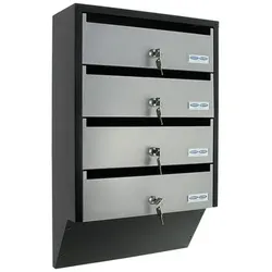 Briefkastenanlage Depot 4 silber schwarz