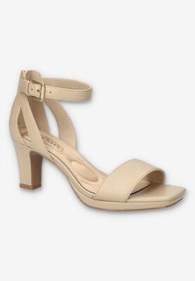 Women's Ro Square Toe Heeled Sandal by Easy Street in Natural (Size 7 M)
