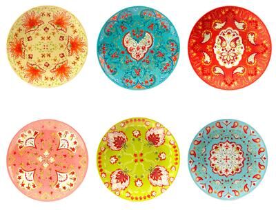"Certified International Francesca 8.5"" Salad/Dessert Plates, Set of 6 Assorted Designs - 8.5"" x 8.5"""