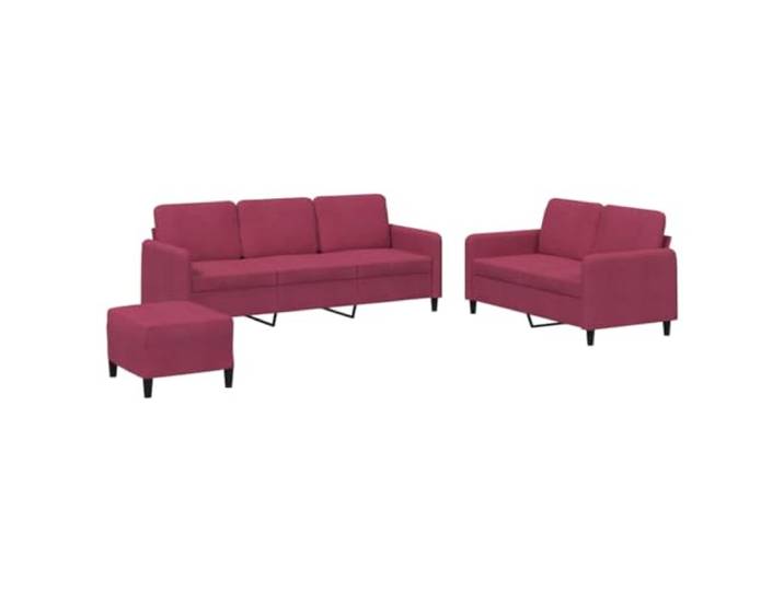Makastle 3er Set Sofa Couchgarnitur Weinrot Samt