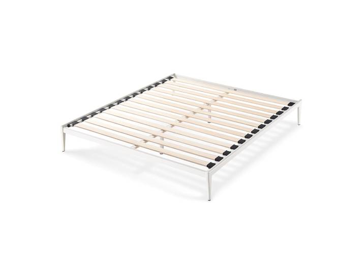 Lit design industriel blanc avec lattes larges 180x200cm