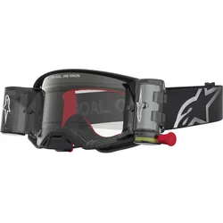Alpinestars Supertech Firma Roll-Off, Crossbrille - Schwarz/Silber Klar - Einheitsgröße