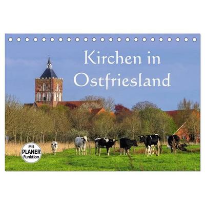 Kirchen in Ostfriesland (Tischkalender 2026 DIN A5 quer), CALVENDO Monatskalender