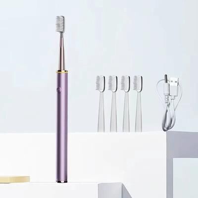 Uplift Essentials Elegant Slim Body Sonic Electric Toothbrush With Soft DuPont Bristles For Gentle Care purple