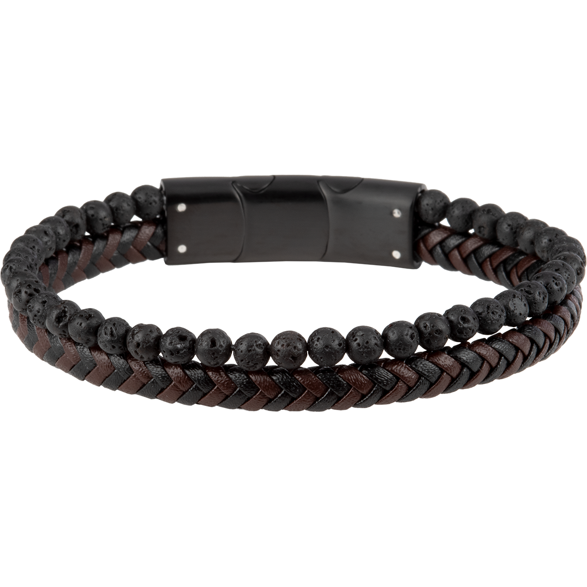 Jacques Lemans Lederarmband mit Lava Perlen