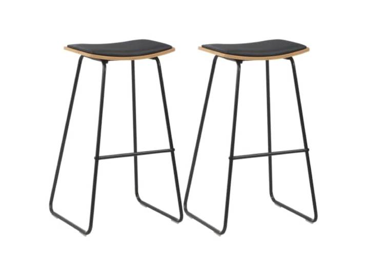 ZXQVLMRS Barhocker 2er Set Tresenhocker Kunstleder Sitzfläche Schwarz Robustes Sperrholz, Pulverbeschichteter Stahl, Modernes Design, Bis 110 kg