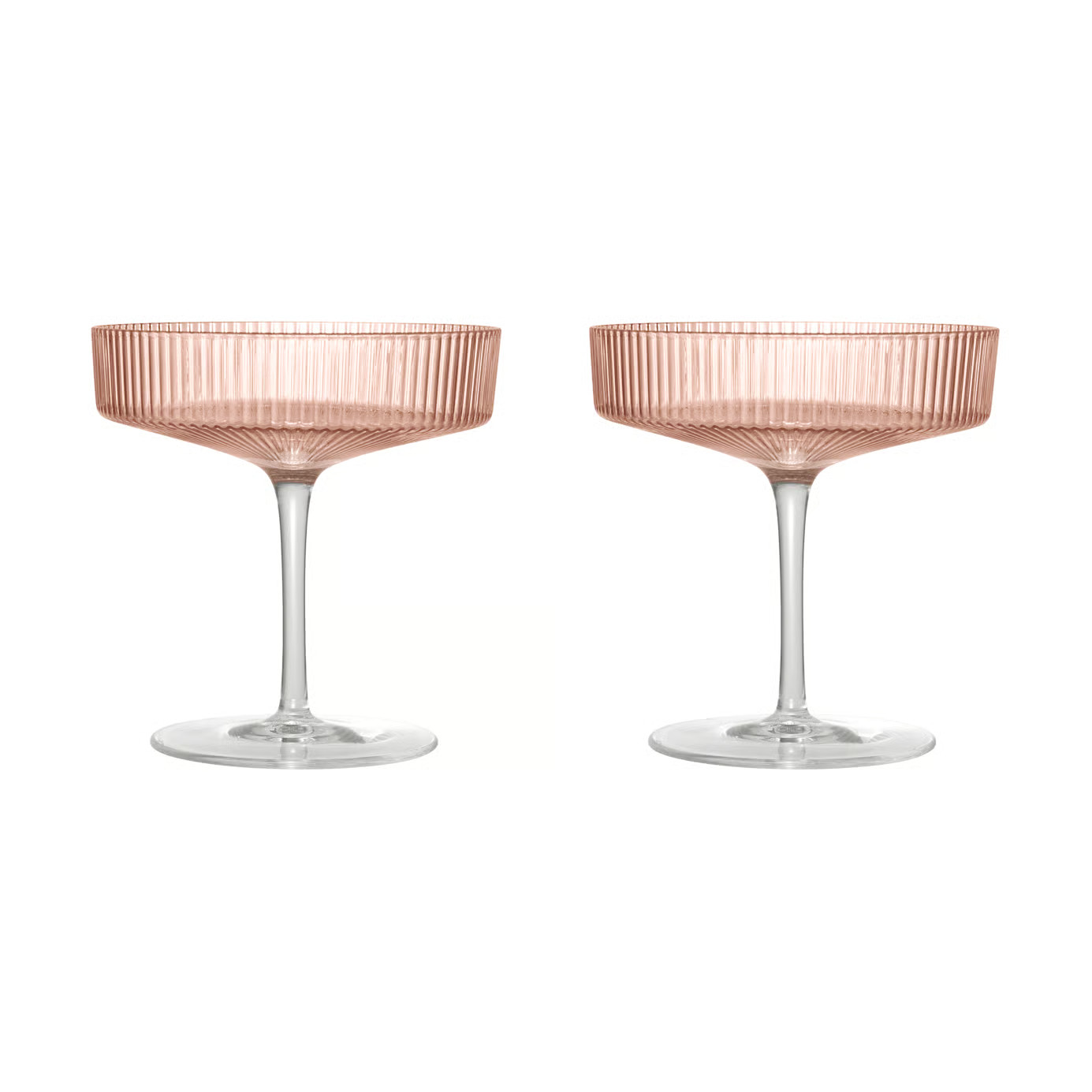 Ferm Living Ripple champagneglazen 2-pack Blush