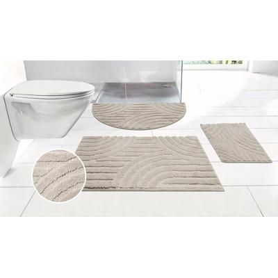 Badematte OTTO HOME "Regona Scandi, Badvorleger, Badezimmer Teppich, Duschvorleger", taupe, H:10mm, Polyester, Badematten, Badematte, Badteppich, Uni Farben, Hoch-Tief-Effekt, modernes Muster, Zen
