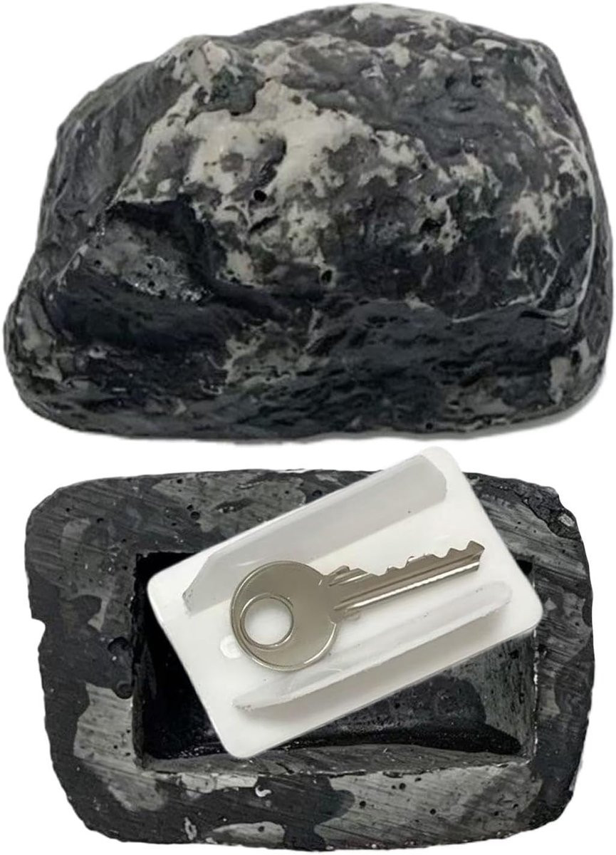 Sleutelrots Decoratie Grijs - Valse steen voor het opbergen van sleutels - 8 x 5 x 5 cm