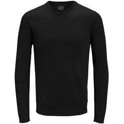 Jack & Jones Herren V-Ausschnitt  Pullover JJEBASIC KNIT V-NECK - Black (12137194) - M