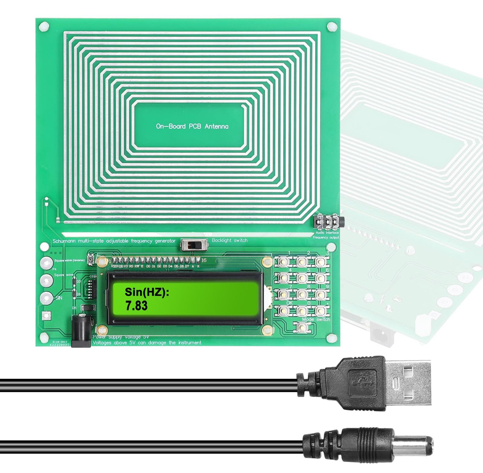 Selius Schumann golfgenerator, 7,83 Hz pulsgenerator met instelbare frequentie van 0,001 Hz tot 200 kHz