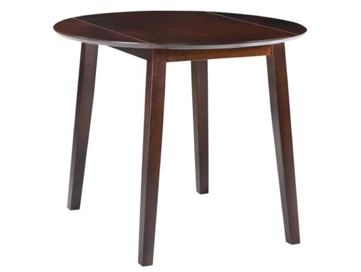 Todiikf Esstisch Klappbar Rund 90x75cm MDF Gummibaumholz Braun Platzsparender runder Klapptisch aus MDF und Gummibaumholz mit beidseitig abklappbarer Tischplatte für kleine Küchen.