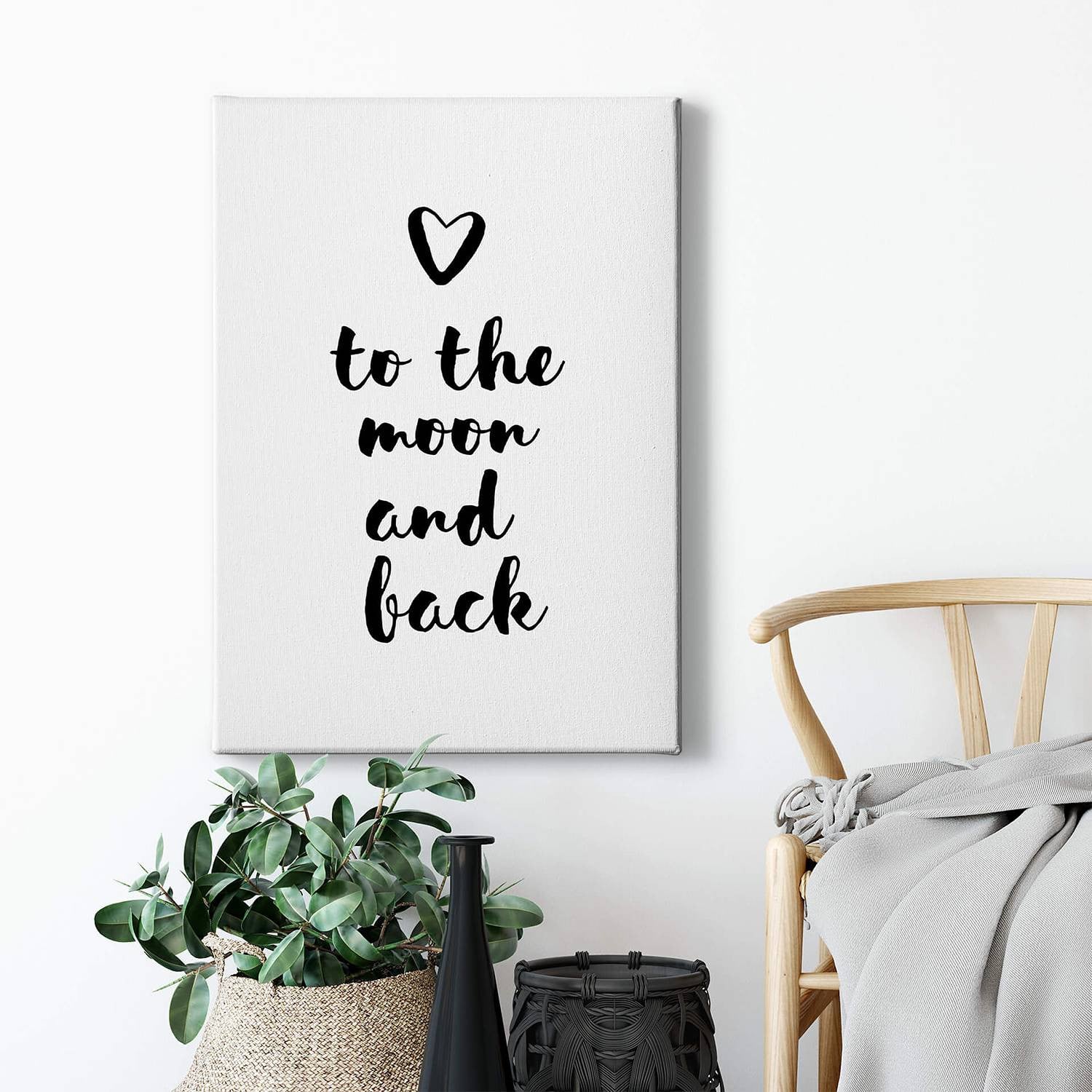 home24 Moon and Back wanddecoratie wit, 50 x 70 cm