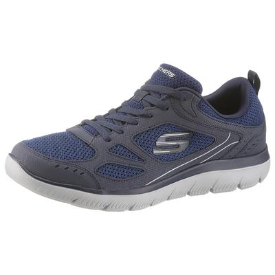 Sneaker SKECHERS "Summits-South Rim", Herren, Gr. 44, blau, Leder, Textil, Schuhe Sneaker, Freizeitschuh, Halbschuh, Schnürschuh im modernen Materialmix