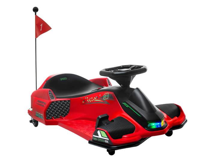 Homcom Kinder Elektro Gokart 12 V 3-8km/h Drift Kart mit Driftmodus Lichtern Musik, Rot, Kunststoff, 53x99x90 cm, Freizeit & Co, Gartenspielzeug, Kinder-Elektrofahrzeuge