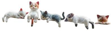 Inspire Select Mini Cute Cat Figurine Set 3D Resin Animal Desk Decor For Shelf & Monitor Display e