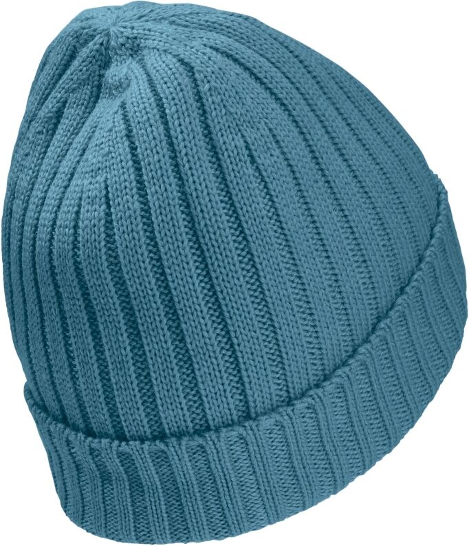Beanie JACK WOLFSKIN "RIB KNIT BEANIE", Damen, Gr. onesize, blau (galapagos), Obermaterial: 50% Polyacryl, 50% Wolle, Mützen Beanie, Strickmütze, warm, winddicht