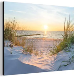 METALLBILD Strand - Sonne - Düne - Gras - Sand - Horizont 40x30 cm